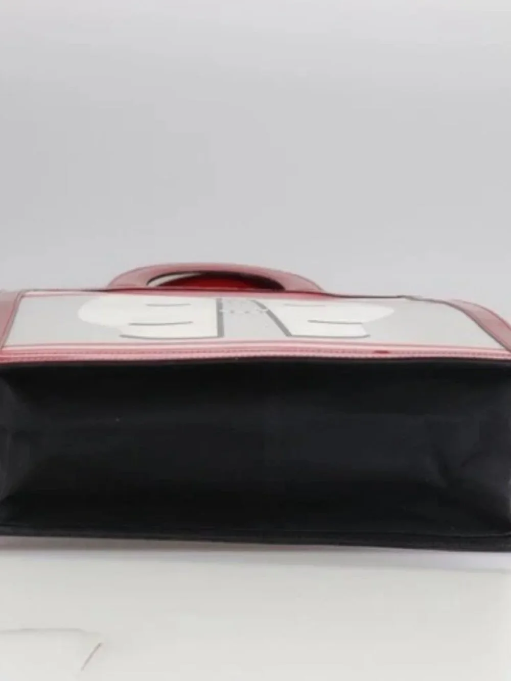 CHANEL Mademoiselle Choco Bar line Tote Bag Leather Red CC Auth bs21462